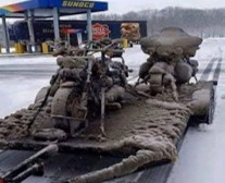 Ironhorse Motorcycle trailers never have regrets taking their bike through rain or snow